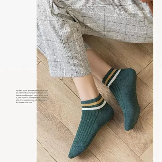 10 pairs Embroidered Breathable Cute Stripe Colorful Low Cut Ankle Socks Set SK-90