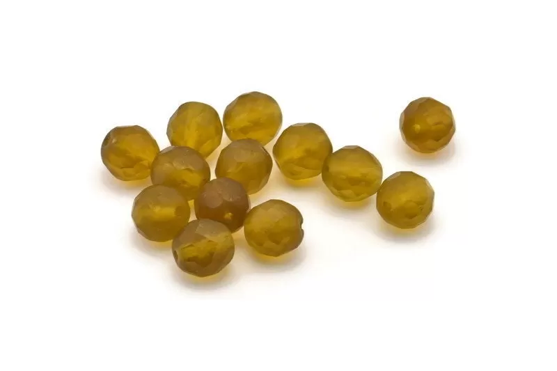 10 Vintage Glass Faceted Olive Green Beads  ( 10 Mm ) Cv32 CF25