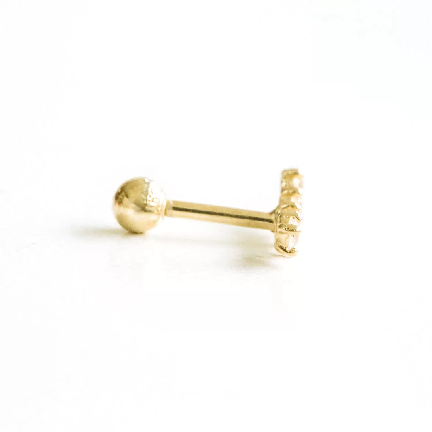 14k Gold Five Cubic Stick Pendant Barbell Ear Stud Piercing