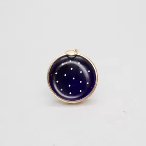 14K Vintage Navy Blue Dots Charm