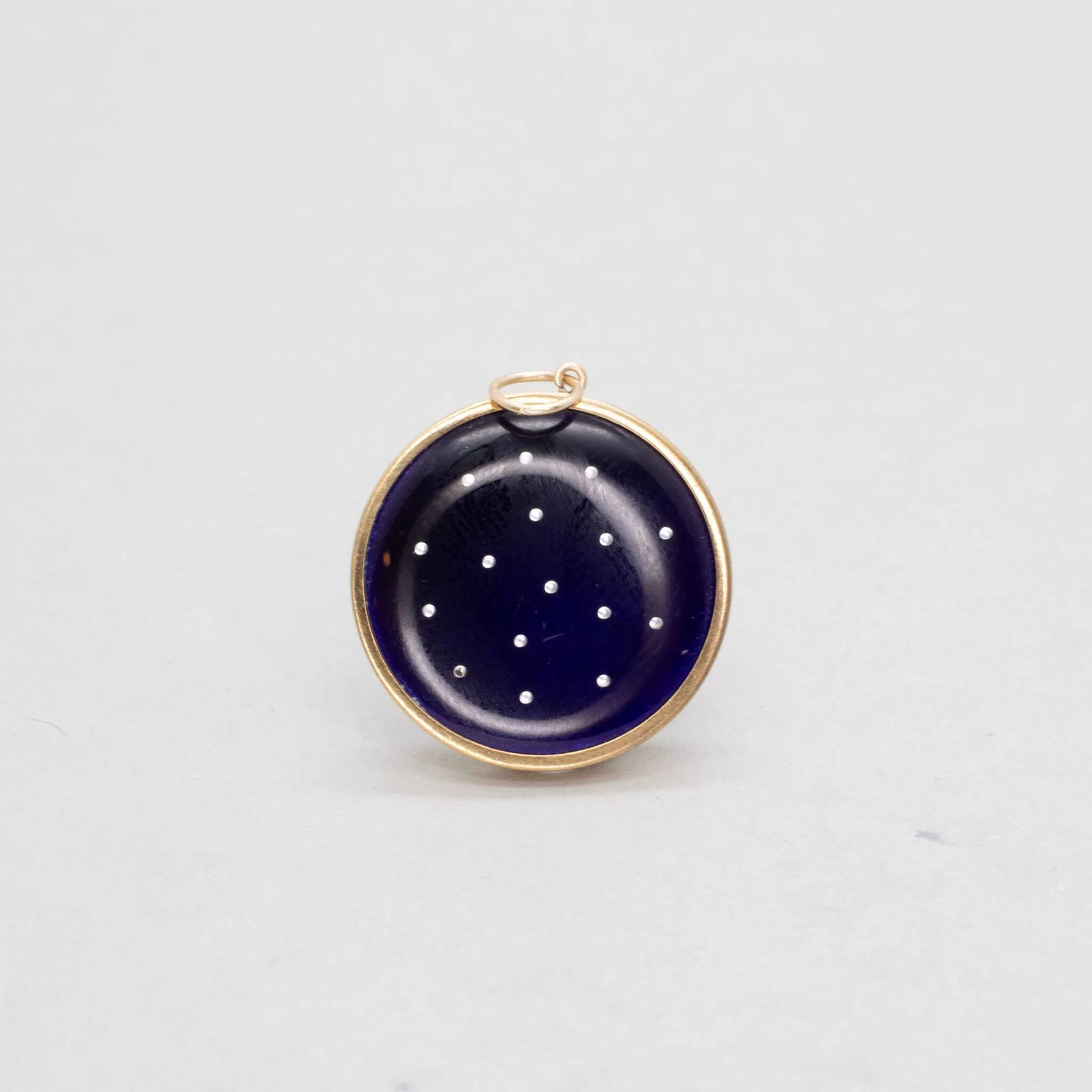 14K Vintage Navy Blue Dots Charm