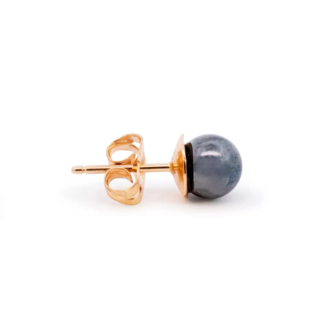 14K Yellow Gold Black Pearls Stud Earrings