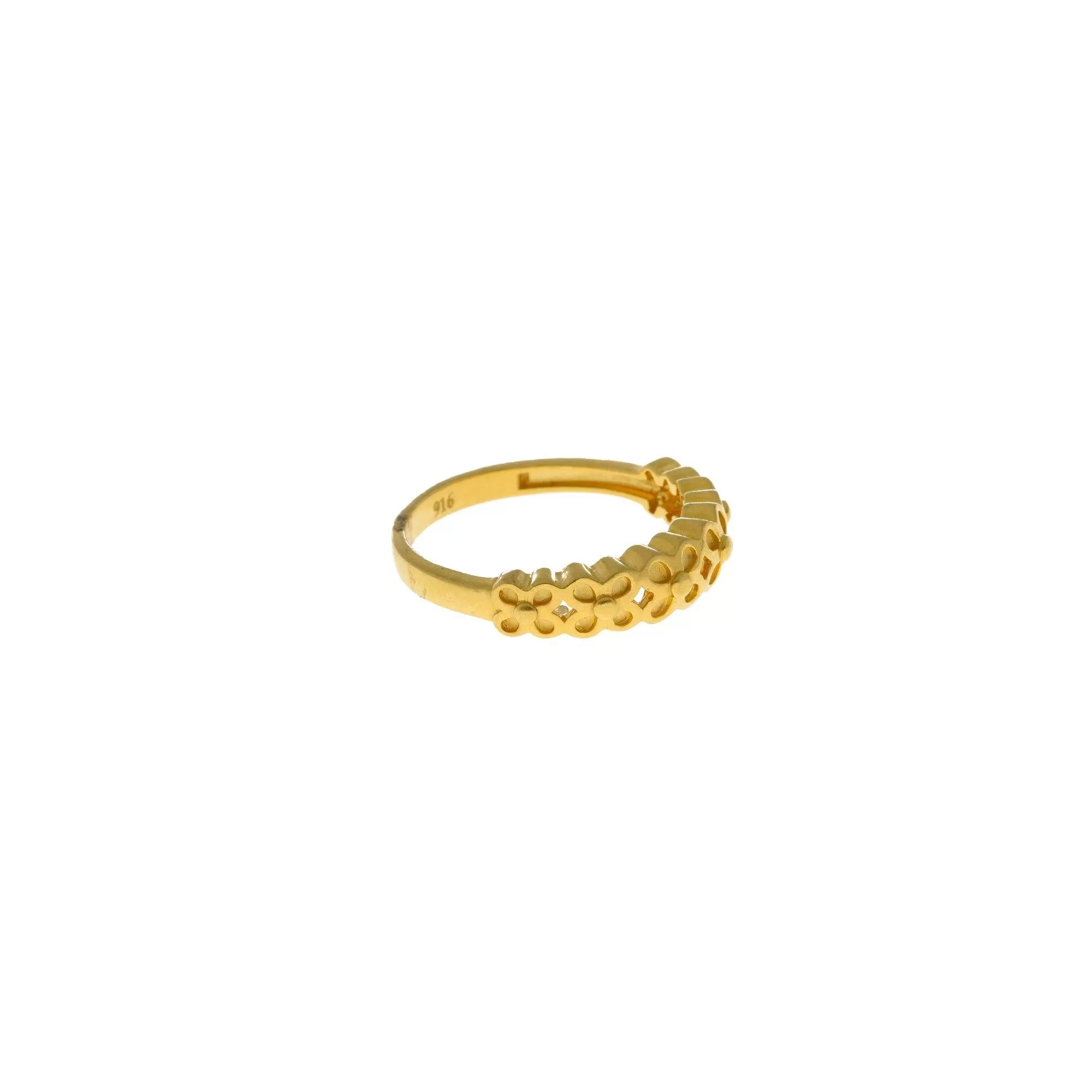 22K Yellow Gold Ring W/ Pronounced Four-Petal Design