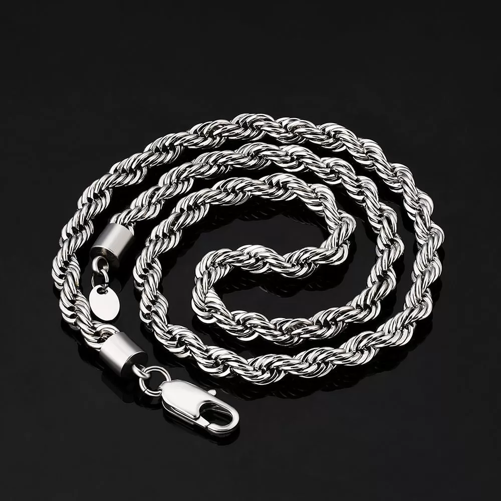 3mm/4mm/6mm Mens Rope Chain in 18K Gold/White Gold