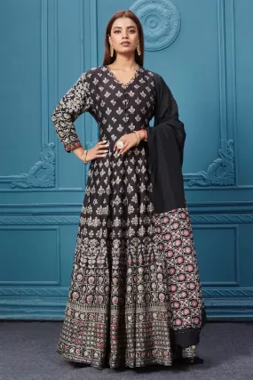 510022 Beautiful Black Anarkali Suit Set