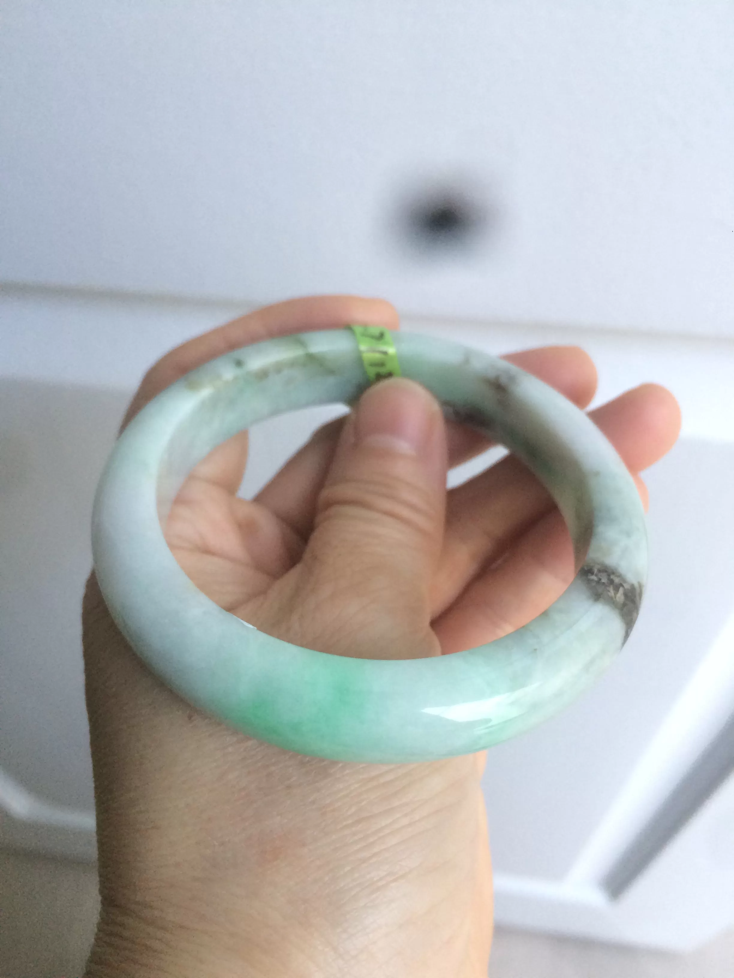 54-60mm certified Type A 100% Natural sunny green/white/black Jadeite Jade bangle group (Clearance item) M32