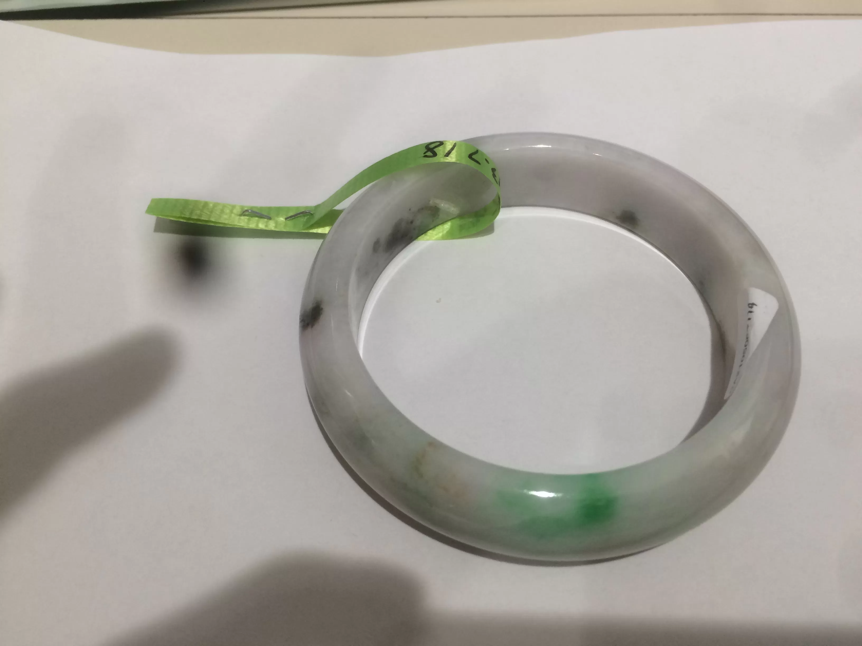 54-60mm certified Type A 100% Natural sunny green/white/black Jadeite Jade bangle group (Clearance item) M32