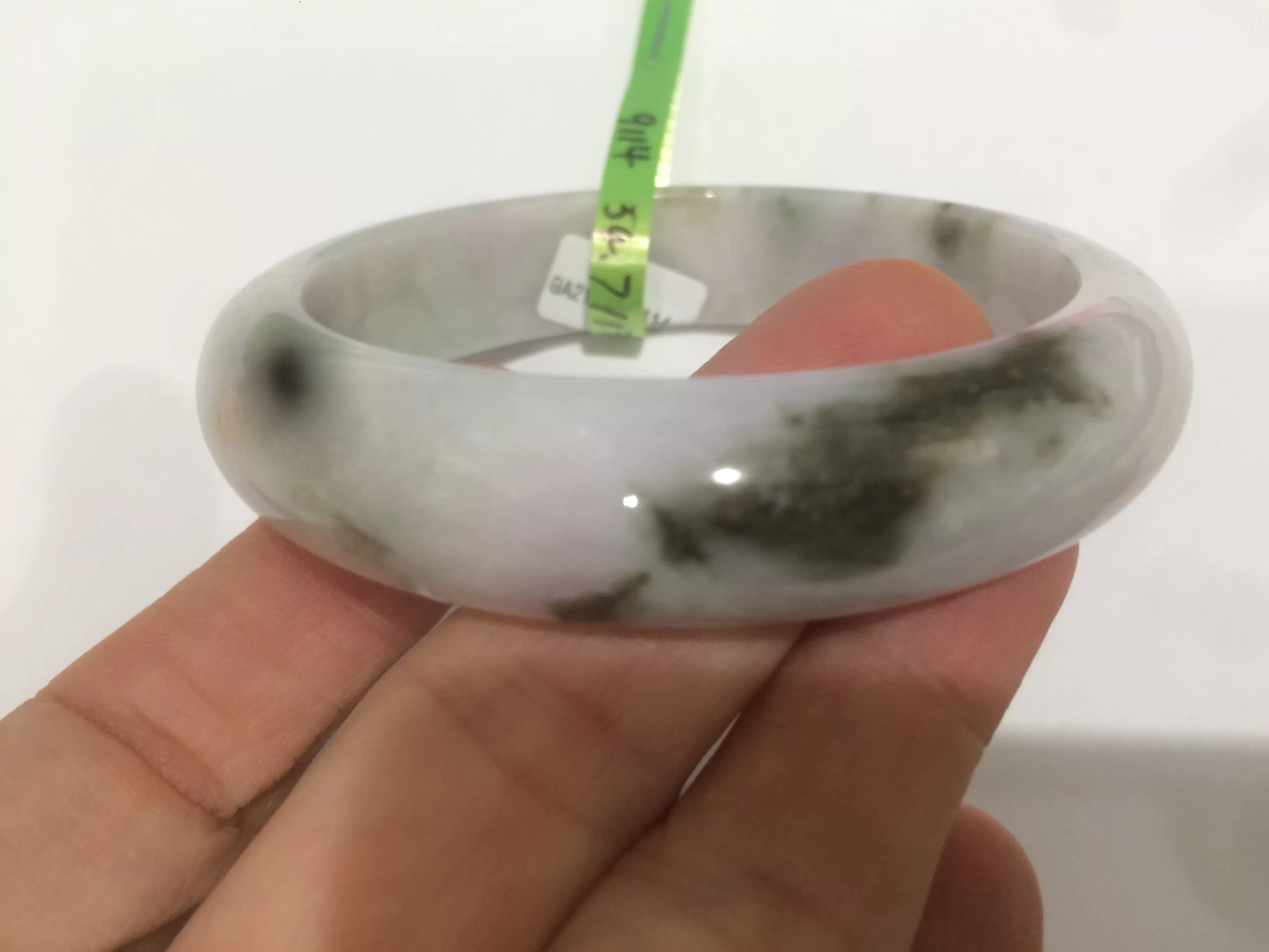 54-60mm certified Type A 100% Natural sunny green/white/black Jadeite Jade bangle group (Clearance item) M32