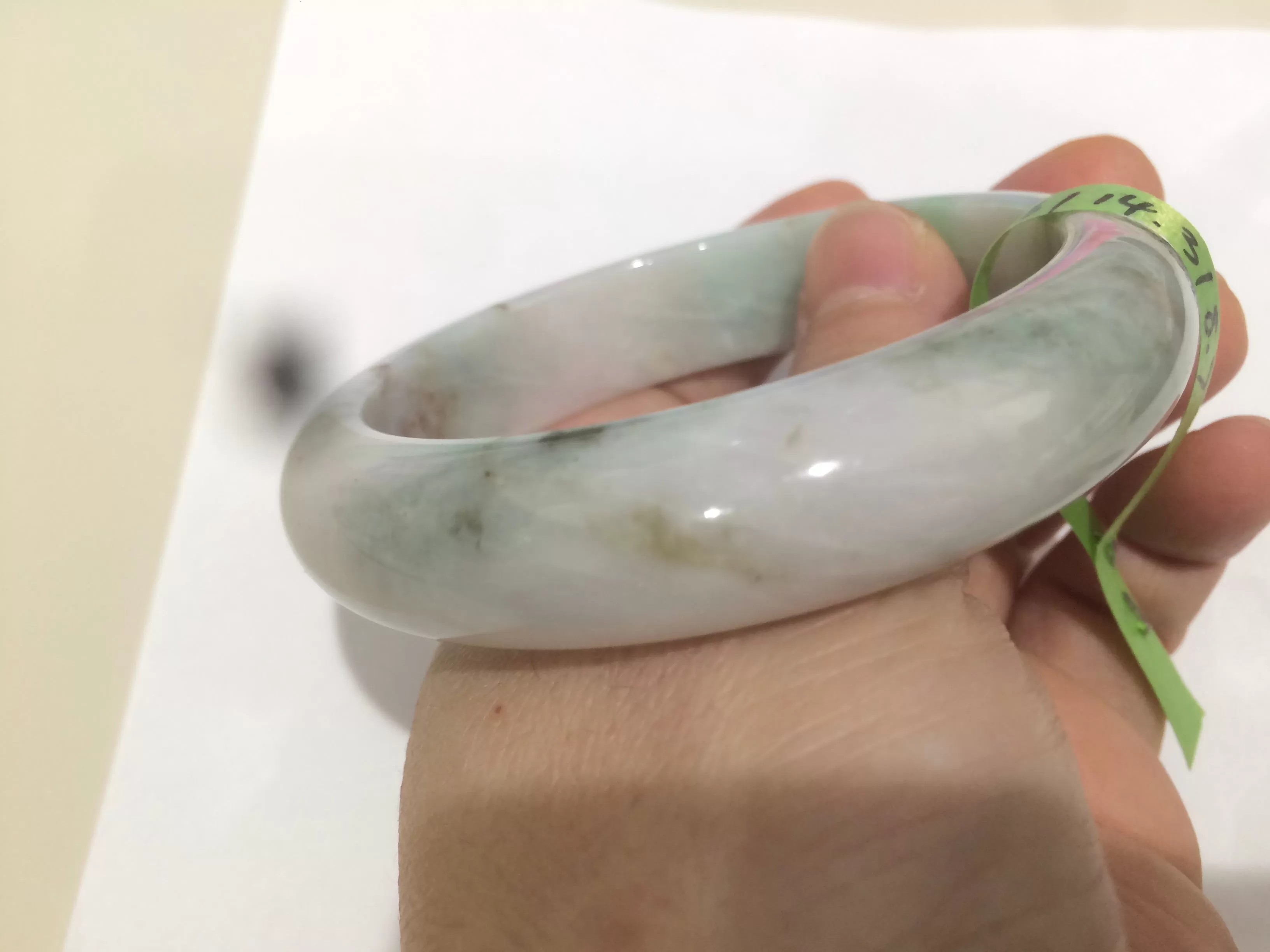 54-60mm certified Type A 100% Natural sunny green/white/black Jadeite Jade bangle group (Clearance item) M32