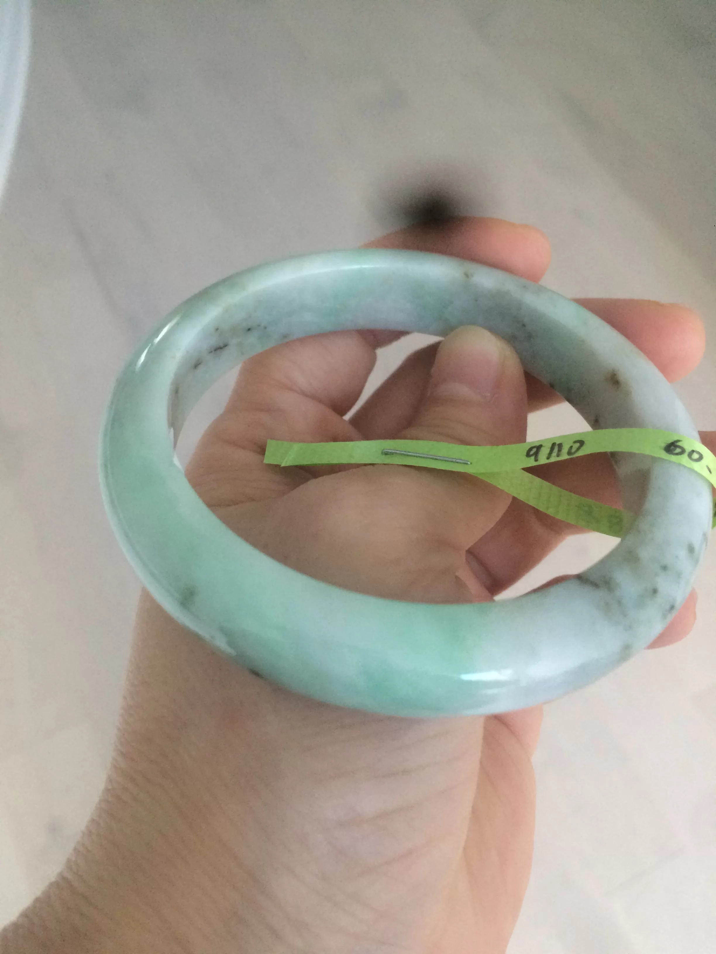 54-60mm certified Type A 100% Natural sunny green/white/black Jadeite Jade bangle group (Clearance item) M32