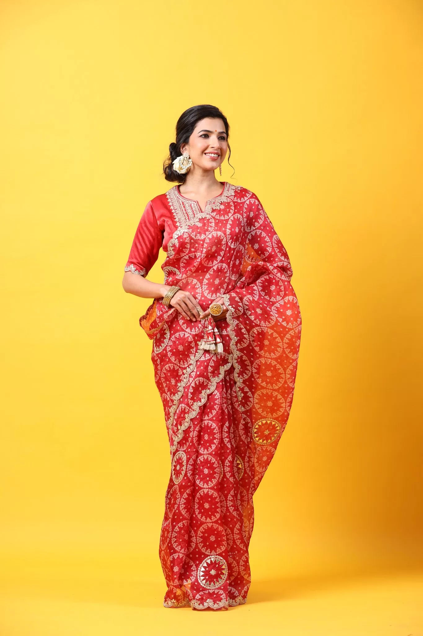 90J100B organza sari with blouse