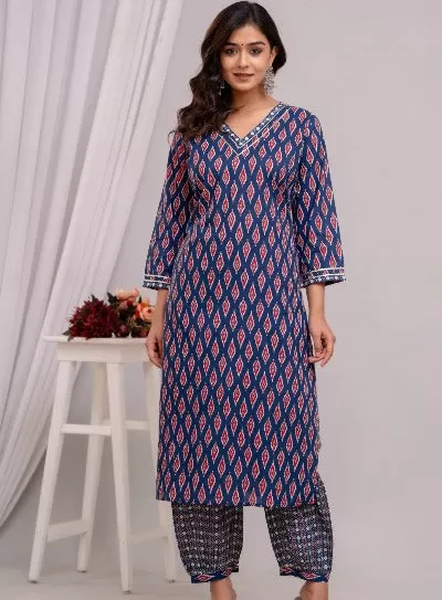 Afghani Pattern Cotton Kurti Pant Set Of 2