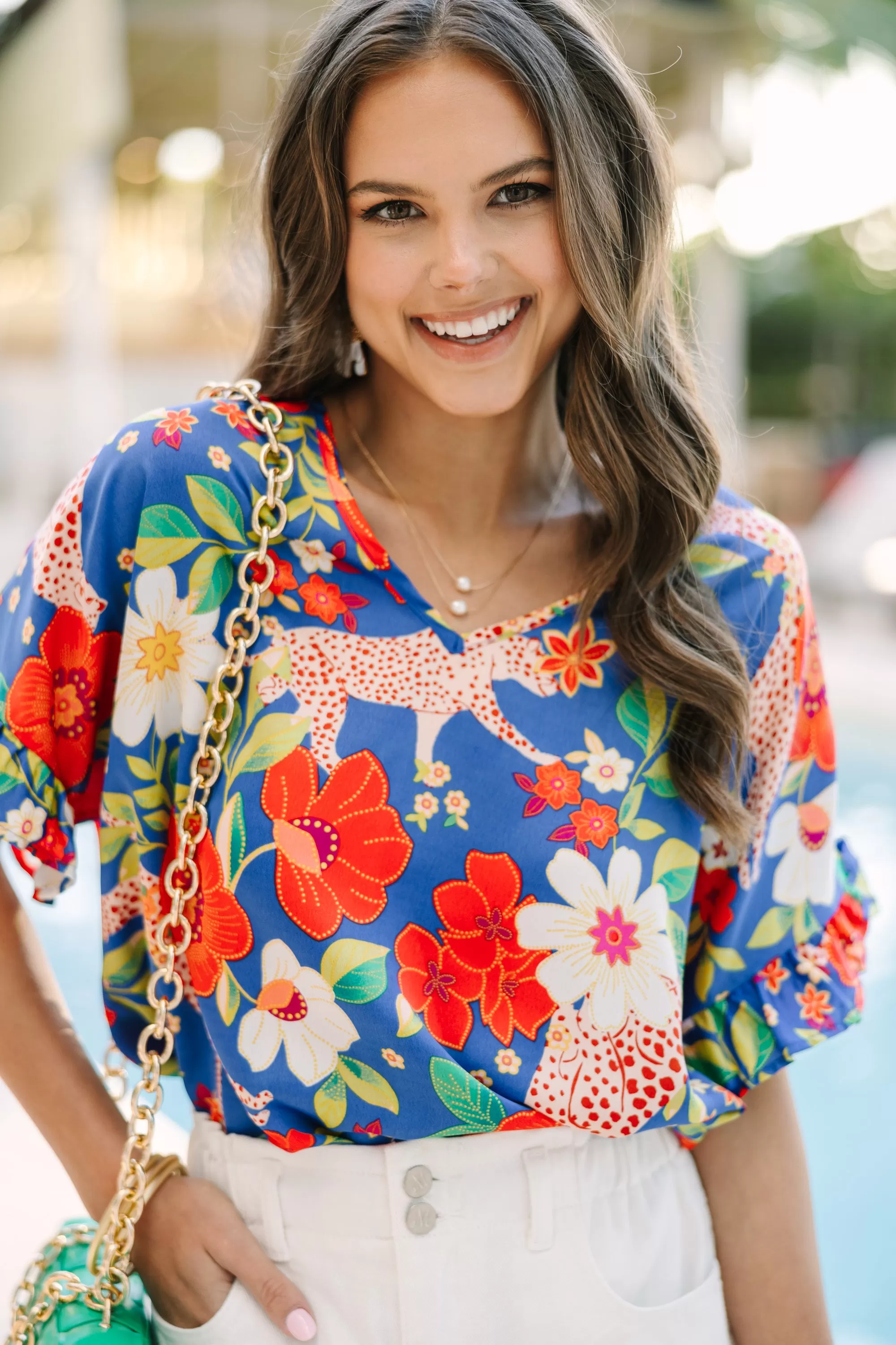 Always Summer Royal Blue Floral Blouse