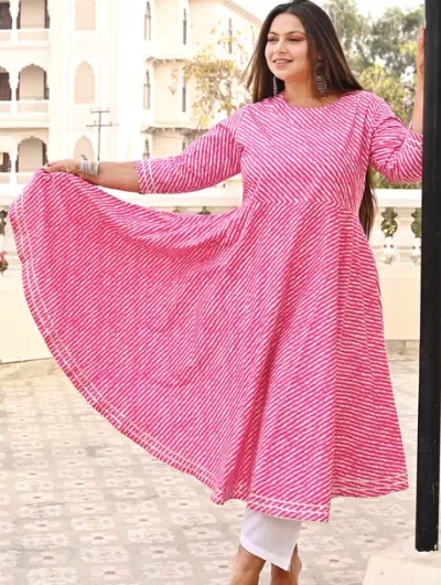 Anarkali Plus Size Pink Kurti for women