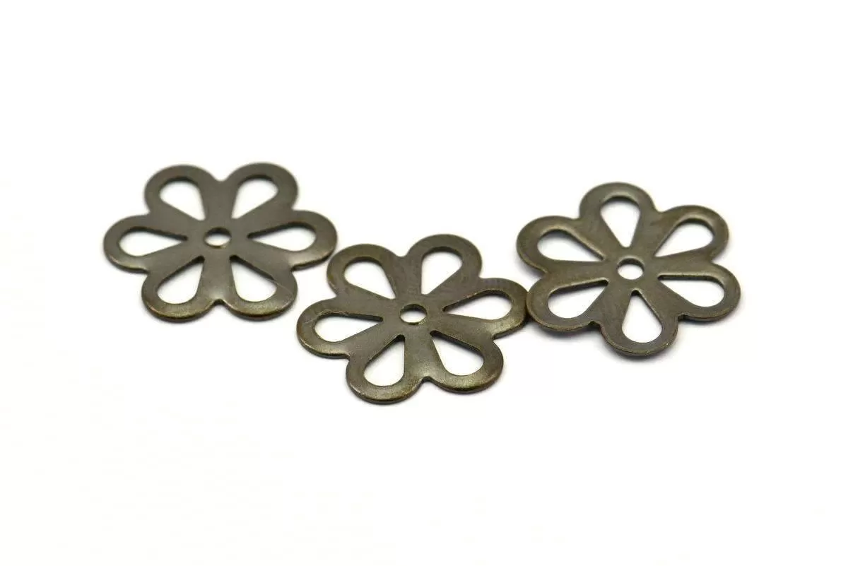 Antique Flower Bead, 100 Antique Brass Flower Bead Caps, Connector Charms Pendant Findings (12mm) Pen 121 K159