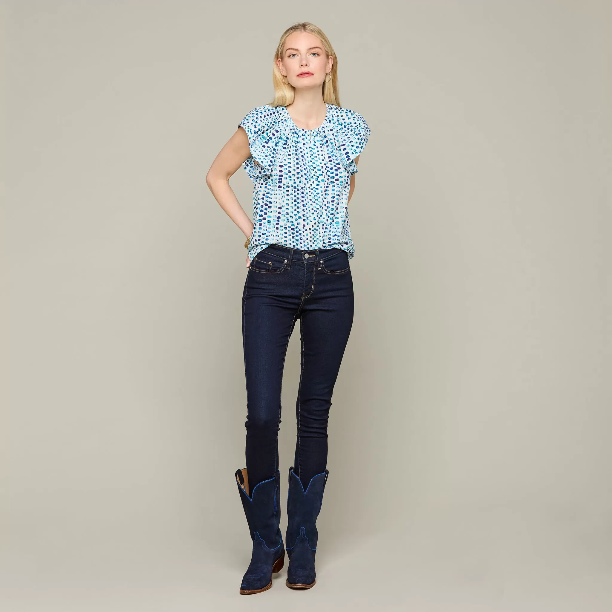 Austin Top :: Multi Blue