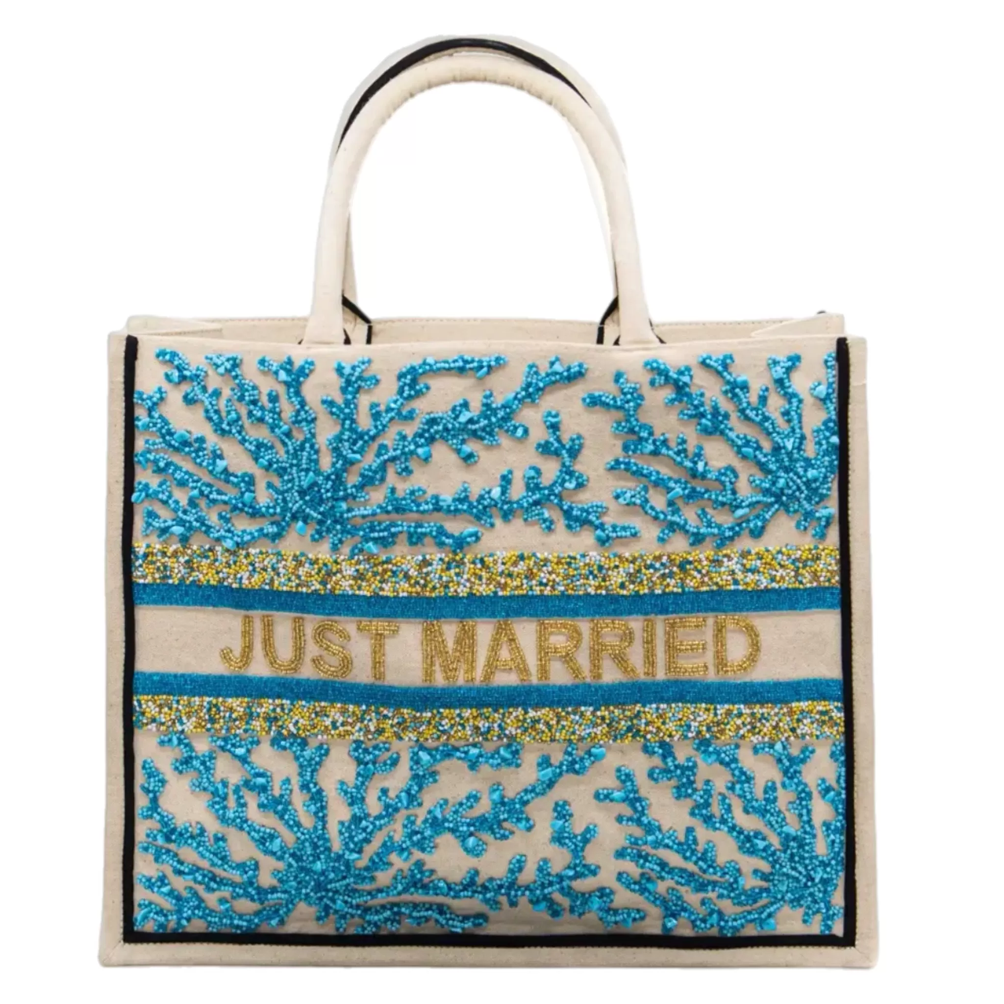 Bianca Blue Coral Reef Customizable Beaded Tote