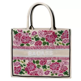 Bianca Pink Roses Customizable Beaded Tote