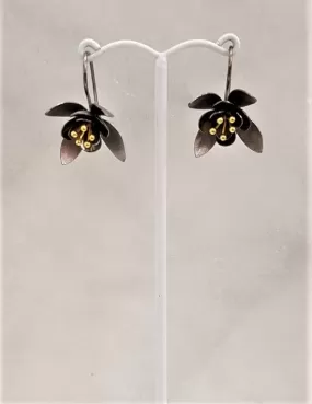 Black Rhodium 2 Tone Flower Earrings