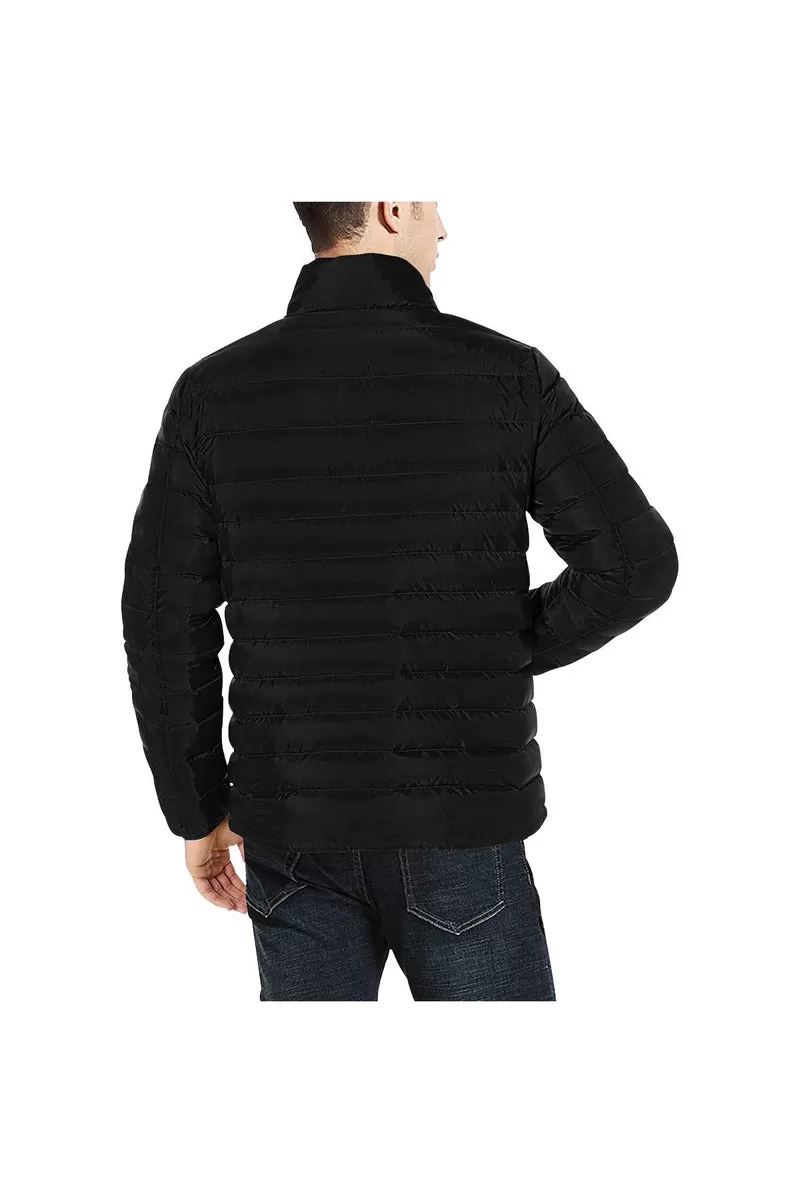 Black Unisex Stand Collar Padded Jacket