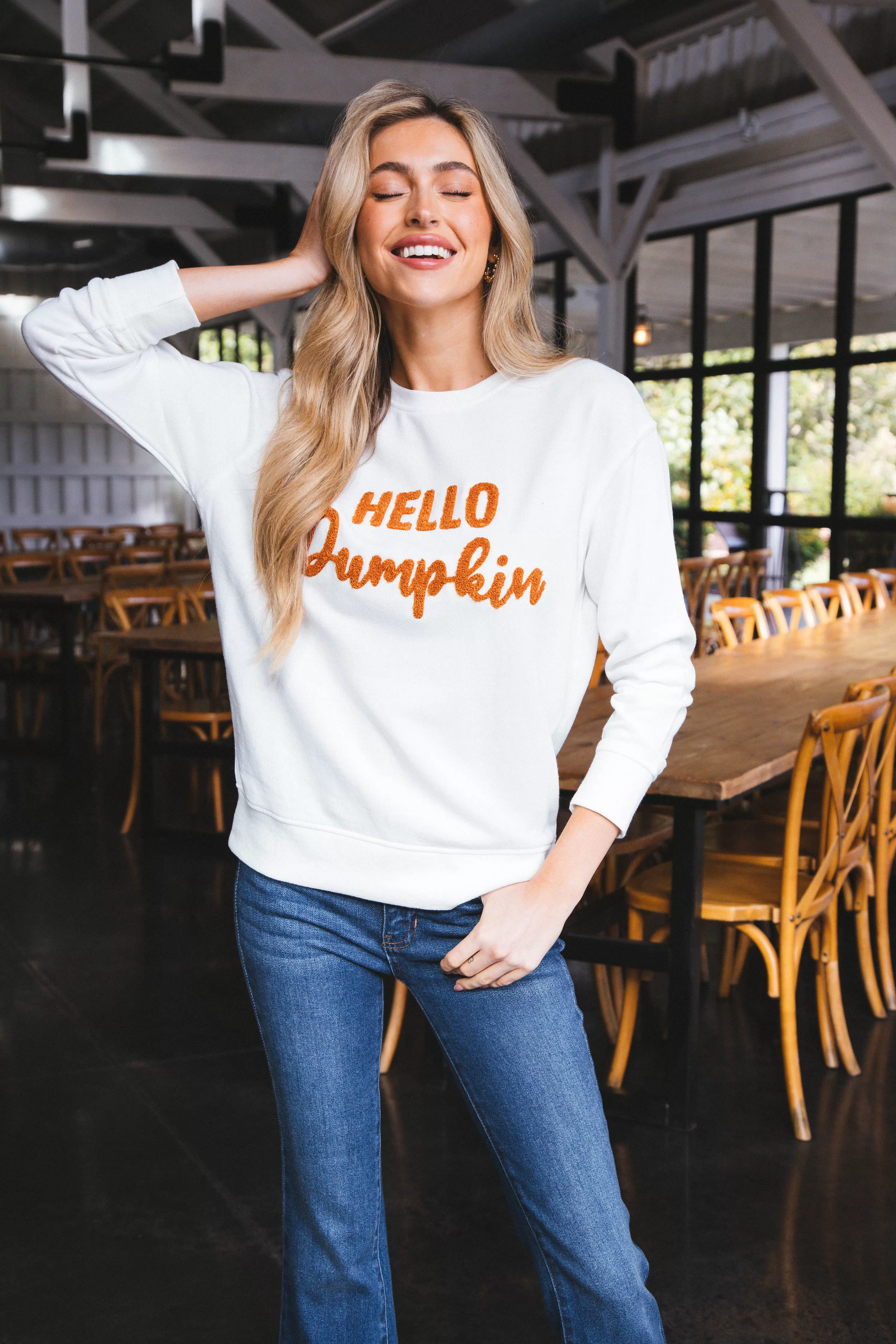 Blaire Hello Pumpkin Sweatshirt, White