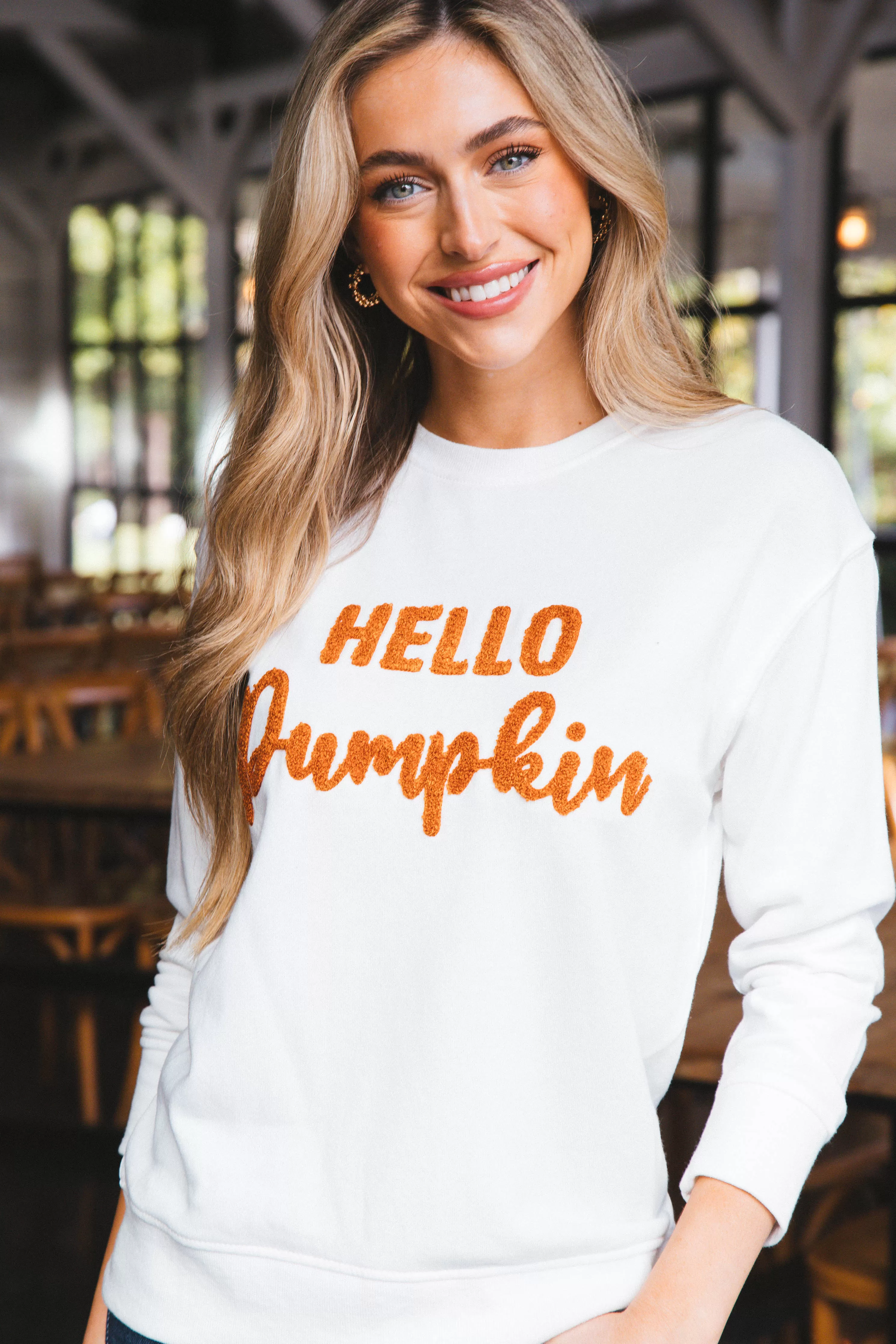 Blaire Hello Pumpkin Sweatshirt, White