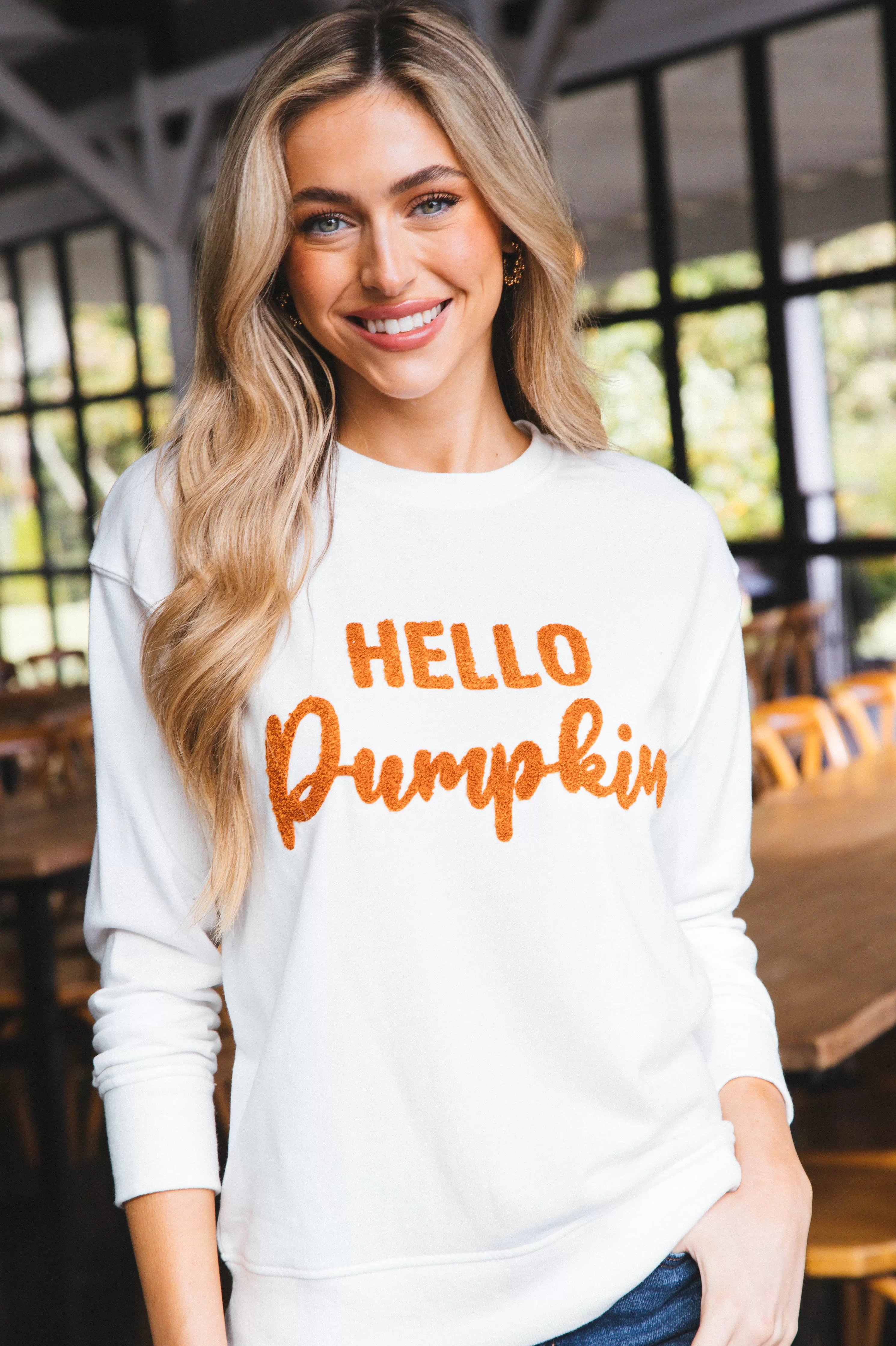 Blaire Hello Pumpkin Sweatshirt, White