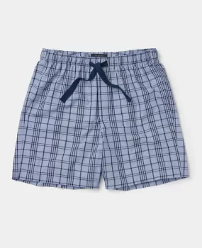 Blue Check Cotton Lounge Shorts