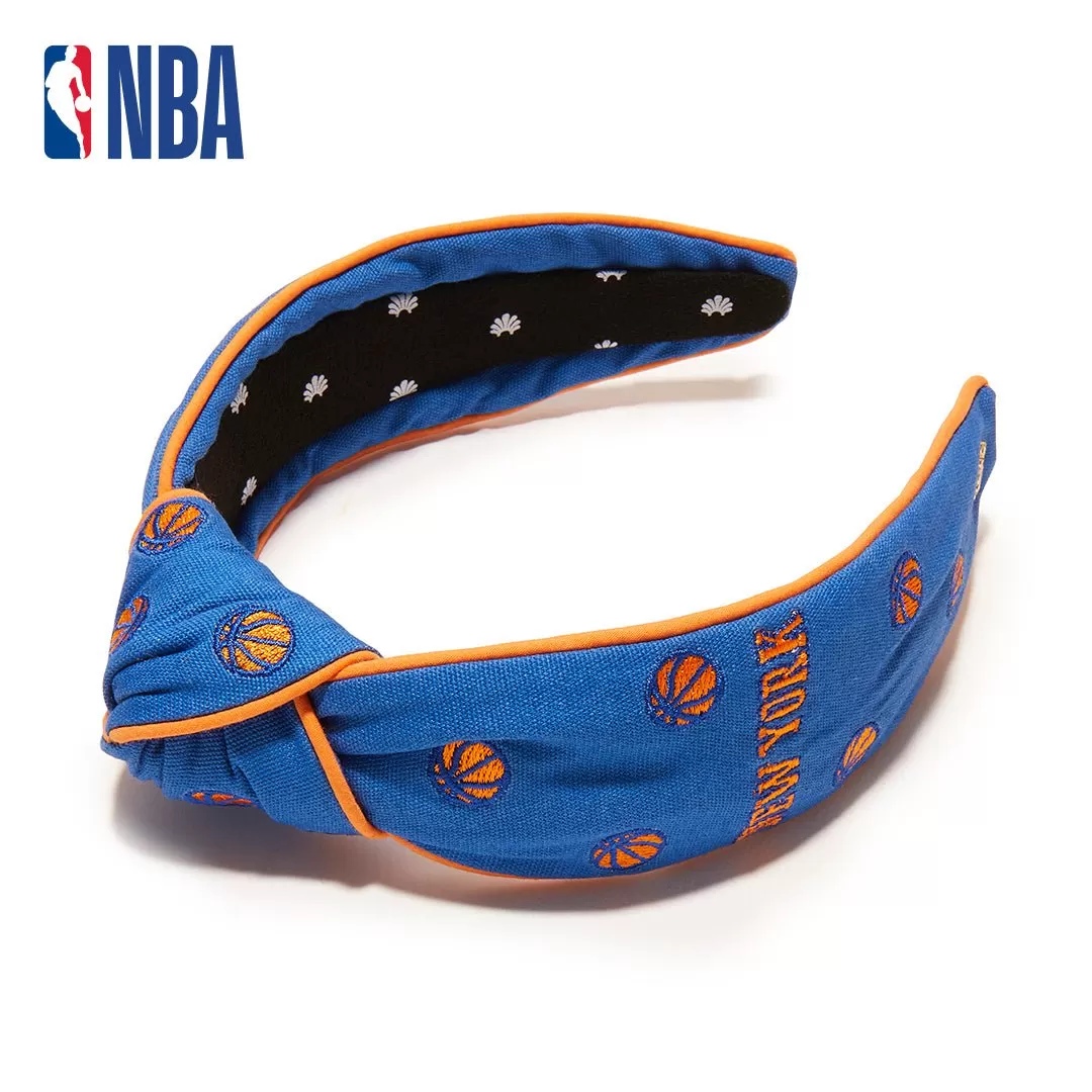 BLUE NEW YORK KNICKS EMBROIDERED KNOTTED HEADBAND