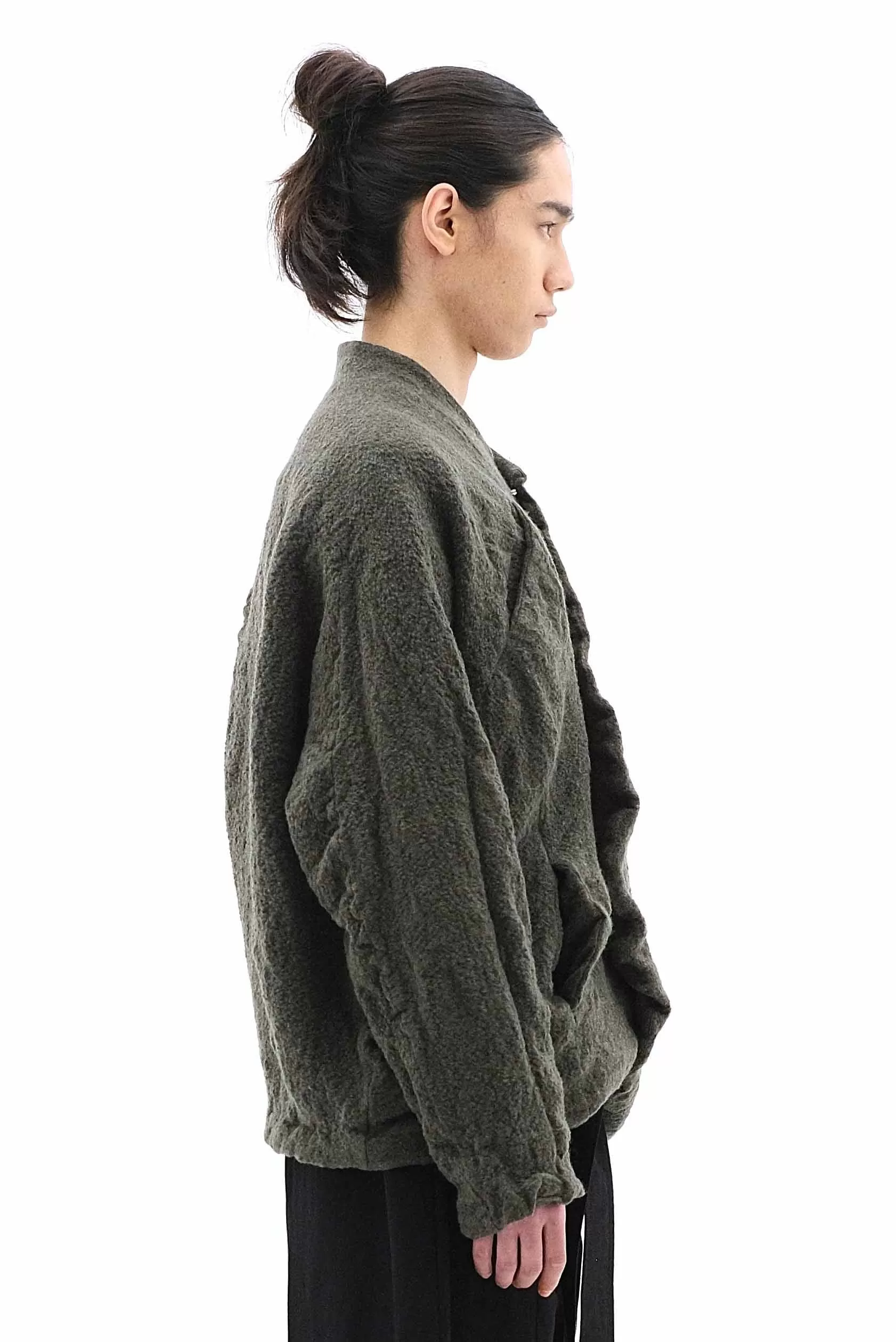 Boiled Wool Shrunken Jacket Dark Green