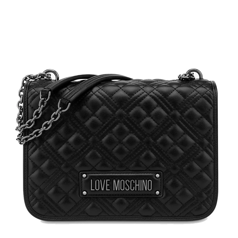 Borsa Donna a Spalla e Tracolla LOVE MOSCHINO linea Quilted colore Nero con Logo Canna di Fucile