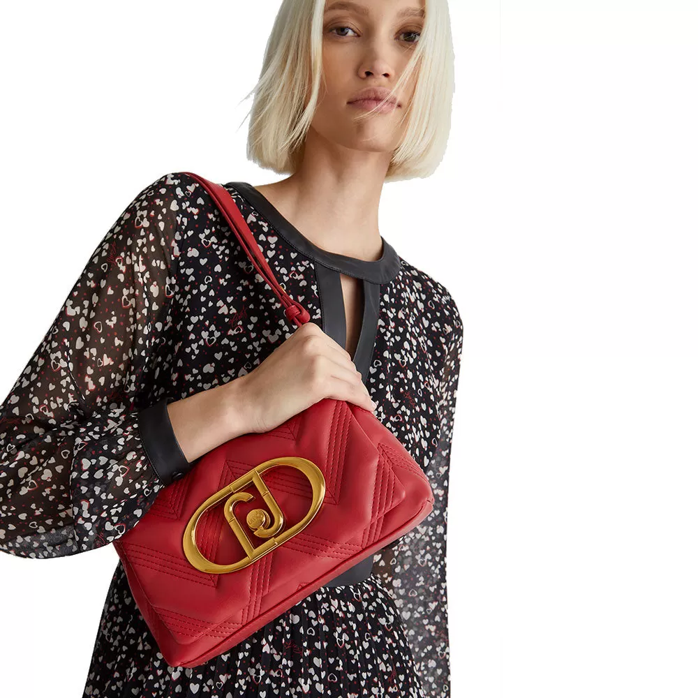 Borsa Donna a Spalla LIU JO Ecosostenibile Matelassè Rosso Fragola AF3413