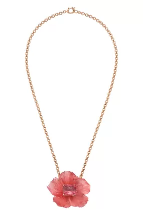 Botanical Rhodochrosite Tropical Flower Necklace