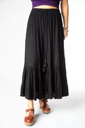 Breezy Bliss Black Boho Prairie Skirt