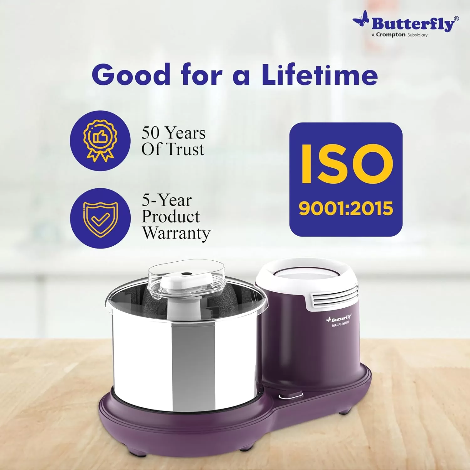 Butterfly Wet Grinder Magnum Lite 110-120 volts, 1.5 Litres, 230 watts (For use in USA and Canada only)