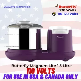 Butterfly Wet Grinder Magnum Lite 110-120 volts, 1.5 Litres, 230 watts (For use in USA and Canada only)