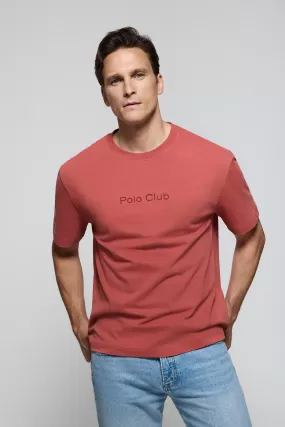 Camiseta color terracota Saul relaxed fit de acabado peach effect con logo Minimal Combo Polo Club