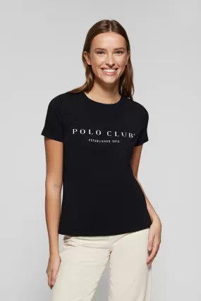 Camiseta negra con print icónico Polo Club