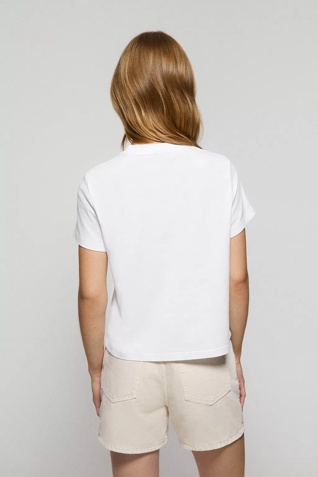 Camiseta Tori boxy fit blanca de acabado peach effect con logo Minimal Combo Polo Club