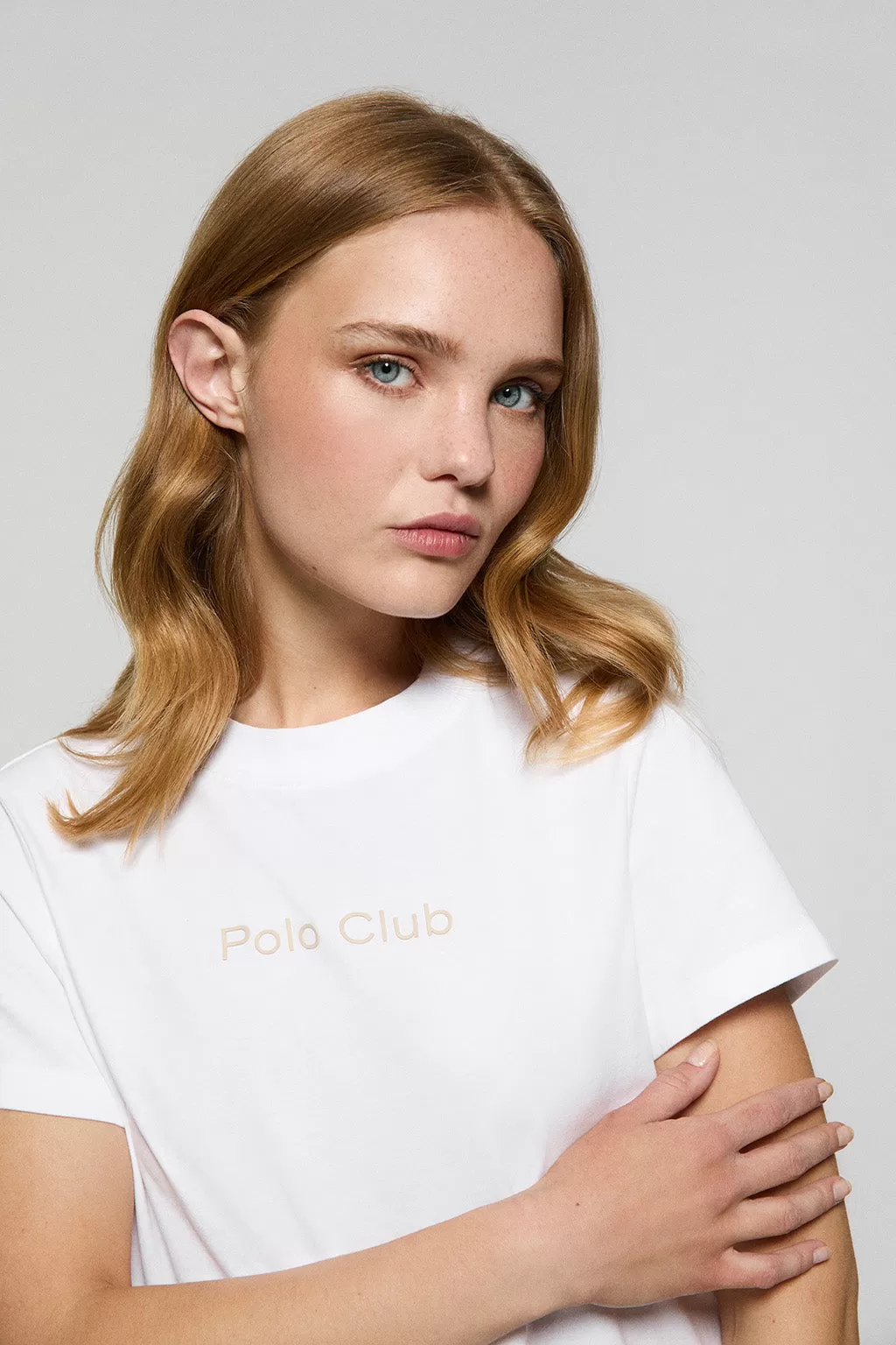 Camiseta Tori boxy fit blanca de acabado peach effect con logo Minimal Combo Polo Club