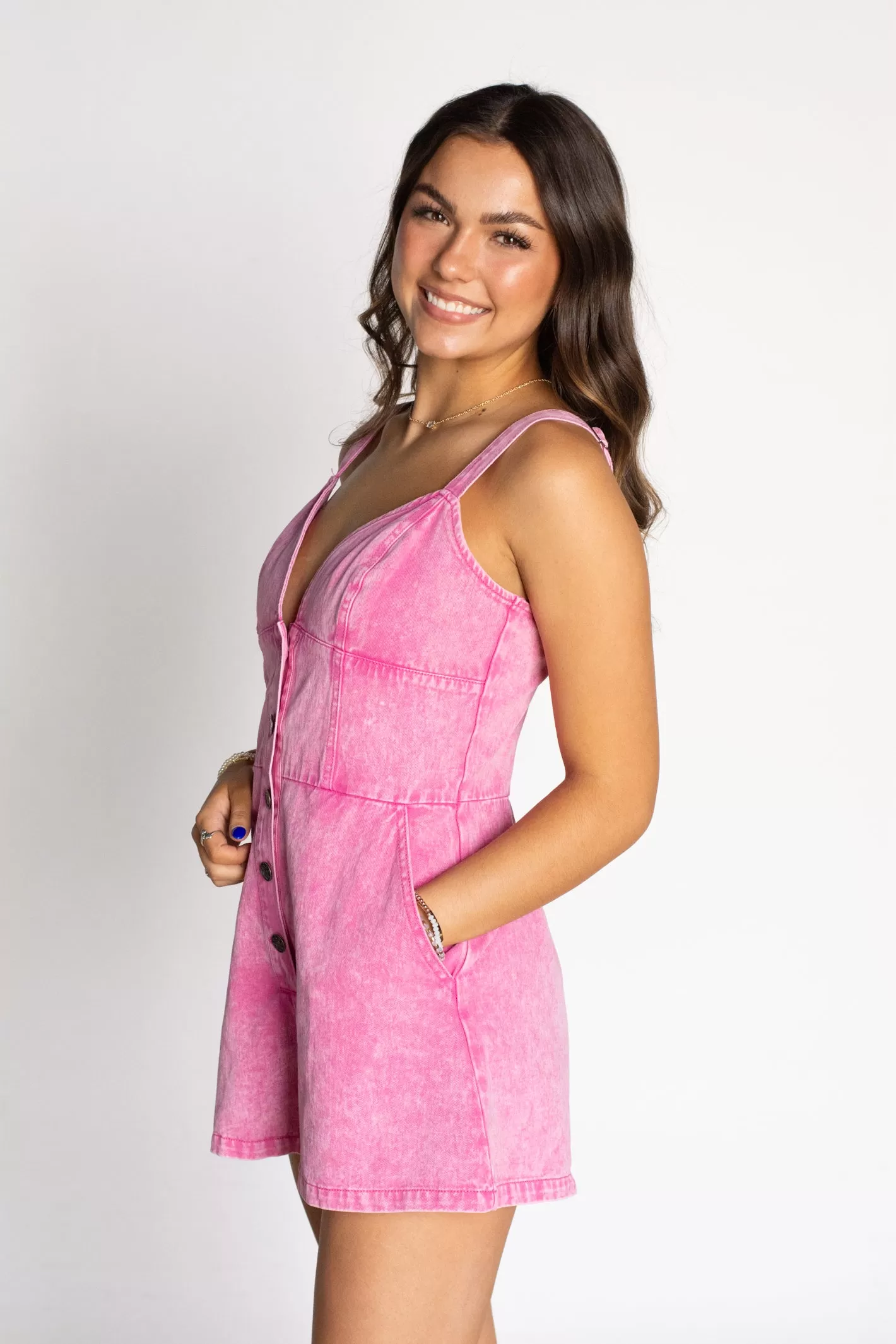 Chic Destiny Pink Overall Romper