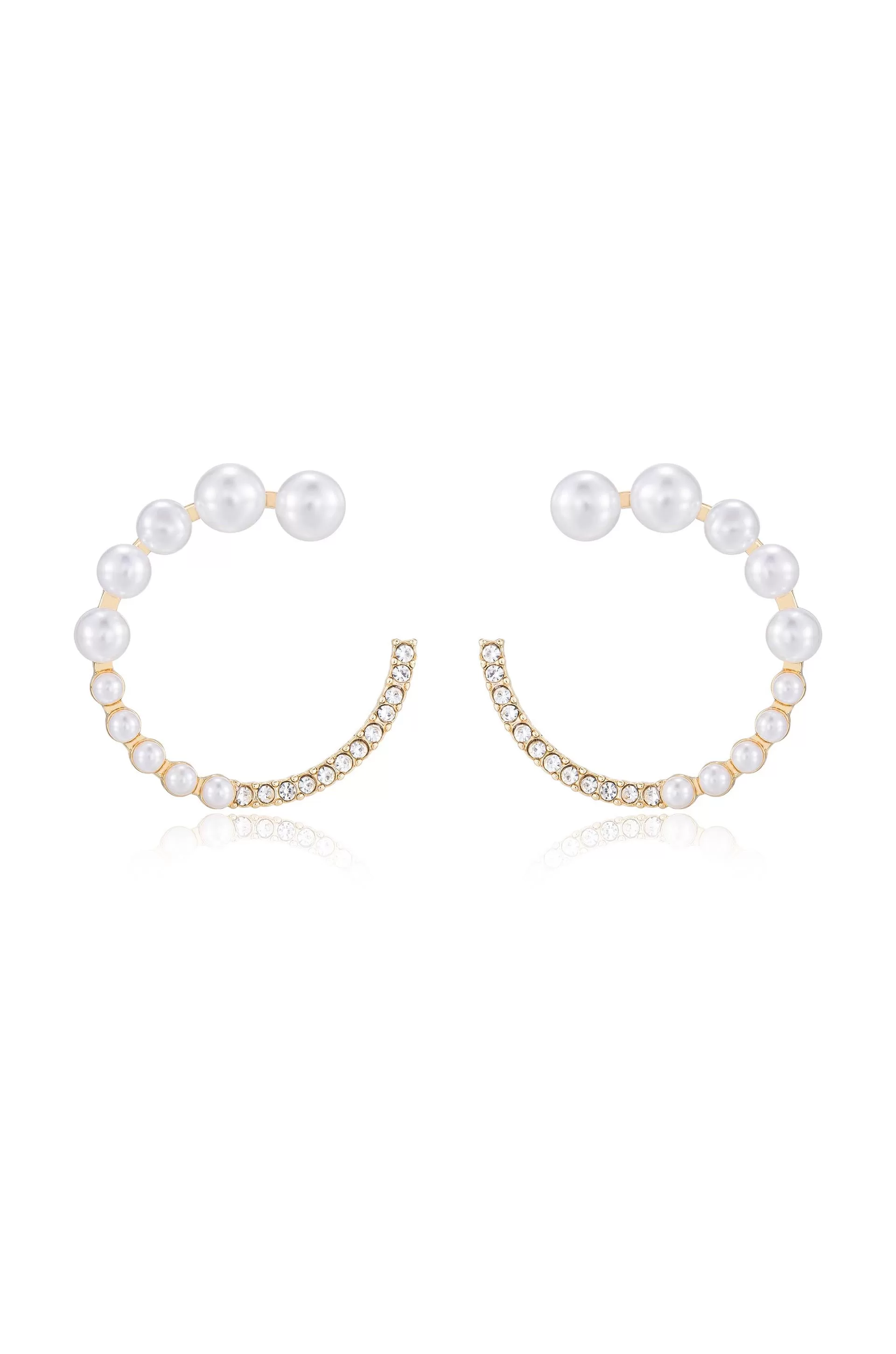 Chic Pearl And Crystal Open Circle Earrings