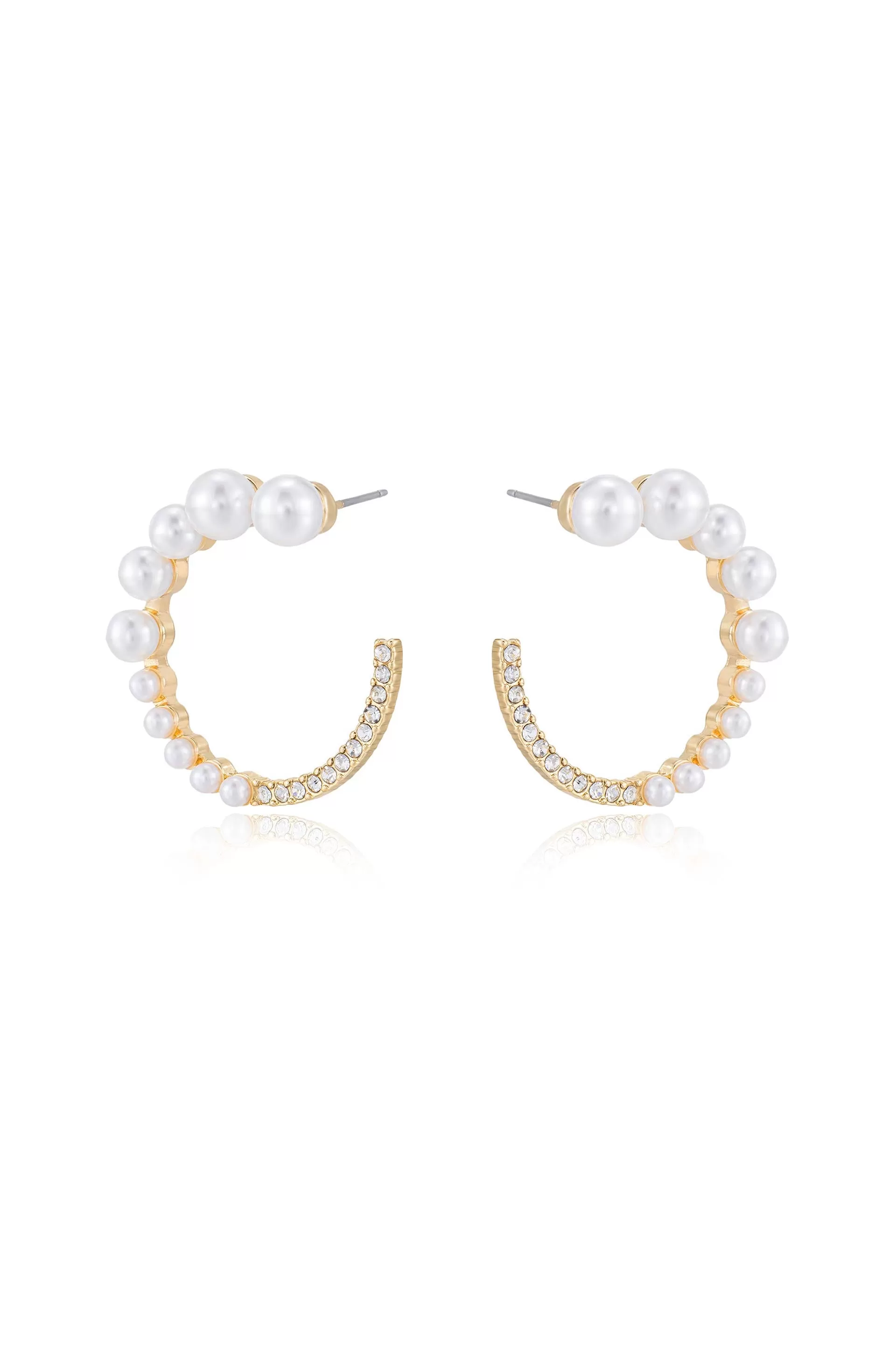 Chic Pearl And Crystal Open Circle Earrings