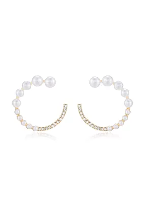 Chic Pearl And Crystal Open Circle Earrings