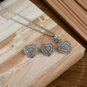 Chic Rhodium Locket Set with Heart-Shaped Pendant