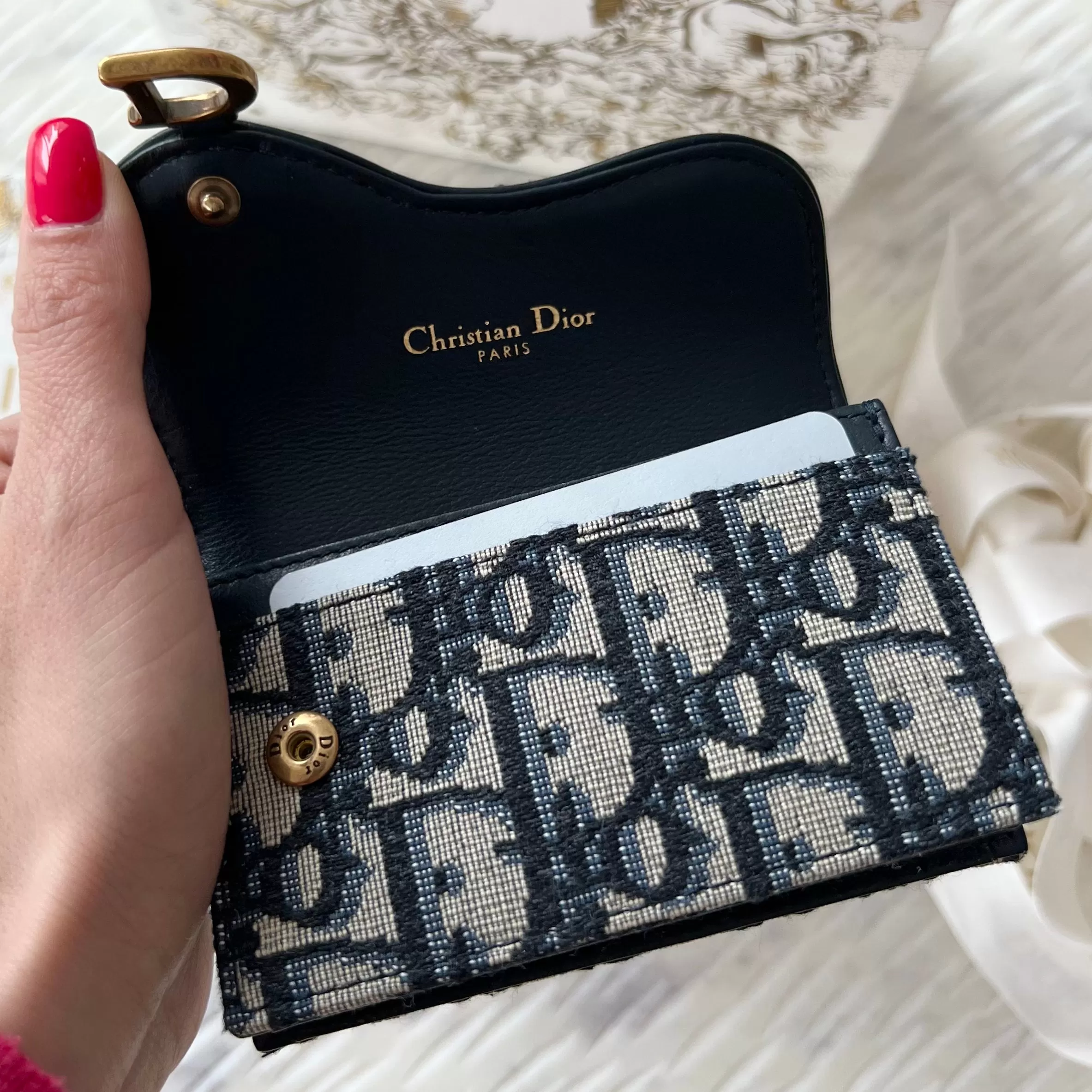 Christian Dior Saddle Flap Card Holder