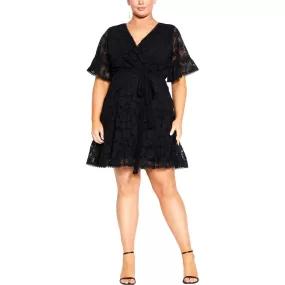 City Chic Womens Picot Trim m Shift Dress