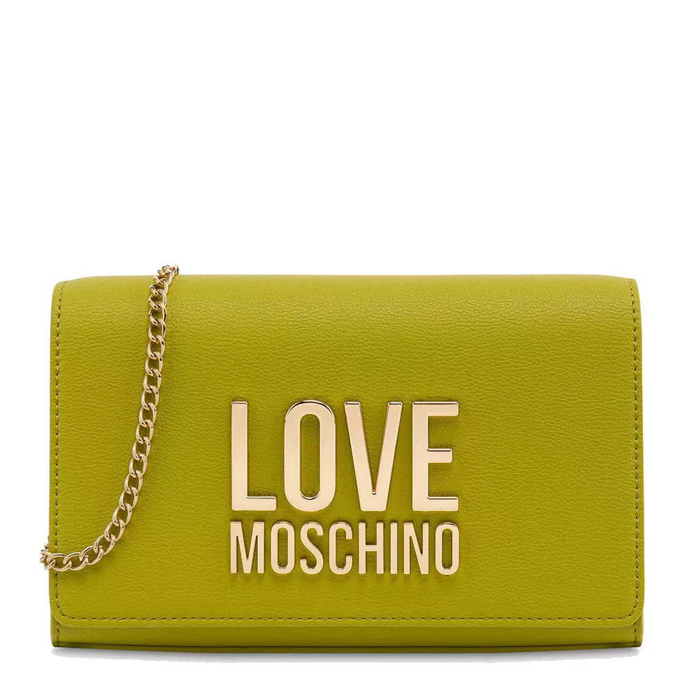 Clutch Donna con Tracolla LOVE MOSCHINO linea Gold Metal Logo color Lime