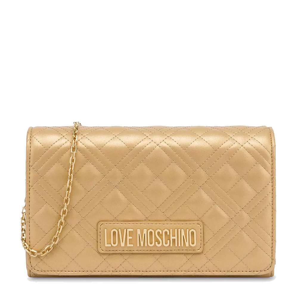 Clutch Donna con Tracolla LOVE MOSCHINO linea Quilted color Oro Laminato