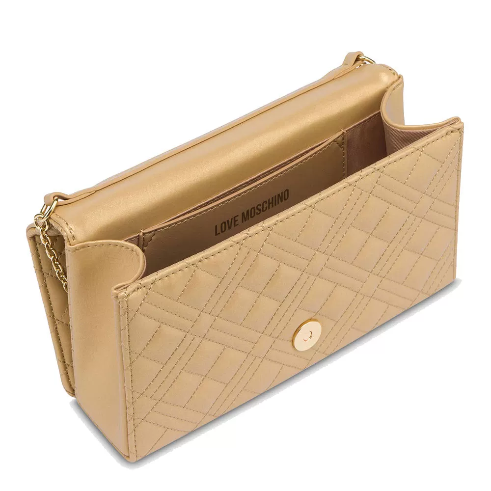 Clutch Donna con Tracolla LOVE MOSCHINO linea Quilted color Oro Laminato